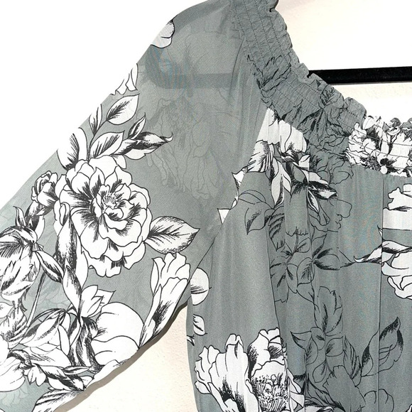 Maurices NWOT Light Green & White Floral Print Belted Midi Dress Medium Women’s - Picture 3 of 13